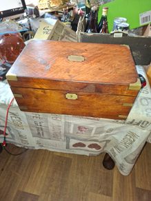 19th Century Victorian Writing Slope with Hidden Drawers Mahogany and Brass.