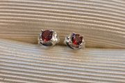 925 Sterling Silver Red Garnet Earrings