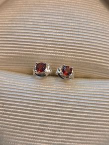925 Sterling Silver Red Garnet Earrings