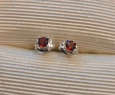 925 Sterling Silver Red Garnet Earrings