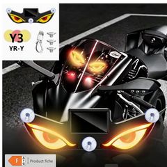 High-Brightness LED Neon Car Window Decoration Light, Wireless Solar Powered, "Devil'S Eye" Triangular Window Lighting, Creating Car Interior