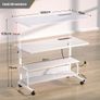 Mobile Standing Desk with Integrated UK Power Outlets & USB Ports, Height Adjustable (70-104cm) C-Shaped Rolling Laptop Table on Wheels for Home Office, Bedside, and Sofa, White Image 2