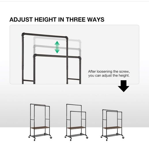 Iron clothes rail/shelf on wheels