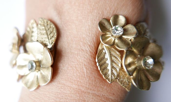 Unique Vintage Floral Cuff Bracelet