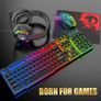 Wired Gaming Keyboard and Mouse Headset Combo,Rainbow LED Backlit Wired Keyboard,Over Ear Headphone with Mic,Rainbow Backlit Gaming Mice,Mouse Pad,for PC,Laptop,Mac,PS4,Xbox(Black) Image 3