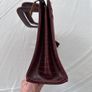 Beautiful Wine Crocodile type leather Handbag Image 6