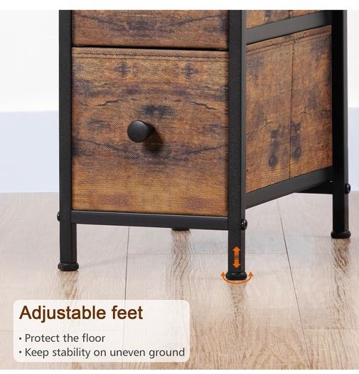 Slim Bedside Table Set of 2 with Charging Station
