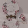 Fabulous Vintage Rare Patterned Royal Stafford Bone China Hand-Painted and Hand-Gilded Trio in a Stunning Pink Hibiscus Pattern, Pattern number 8239, Mint/Cabinet Condition Image 8