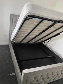 New Ottoman Storage Panel Plush Velvet Upholstered Bed Frame Double & King Size