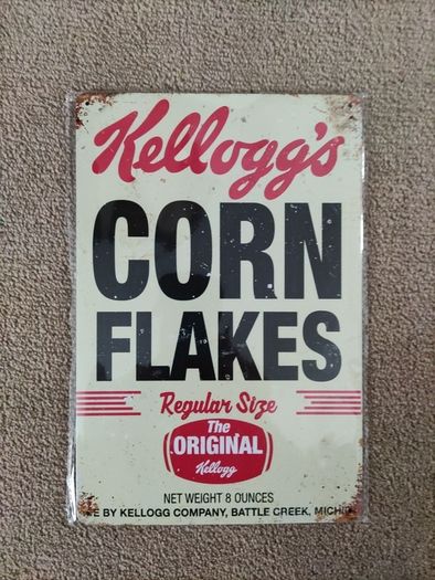 Tin Metal Sign Kellogg's Corn Flakes