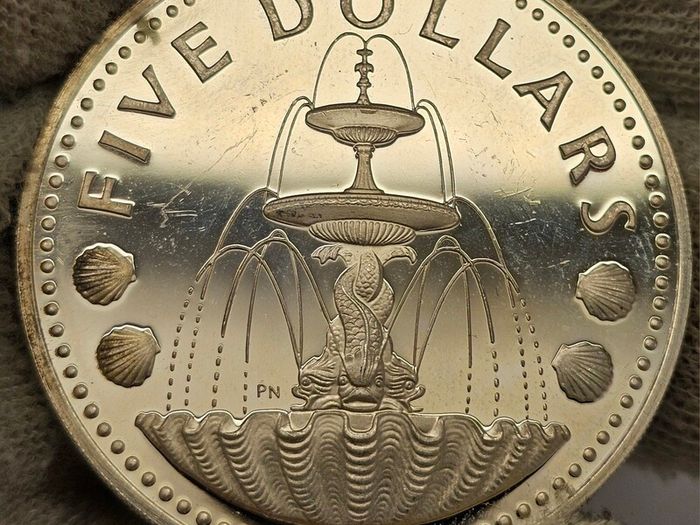 Barbados 1973 Silver Proof Five 5 Dollars