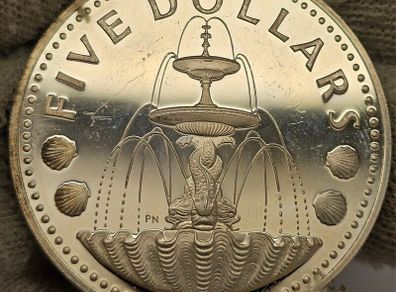 Barbados 1973 Silver Proof Five 5 Dollars