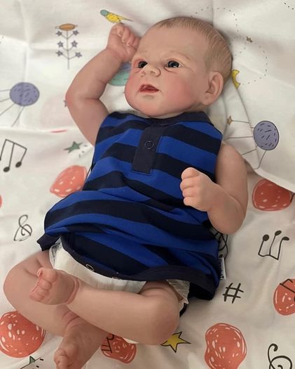 Reborn Dolls 17inch 46cm Reborn Baby Dolls Reborn Toddler Dolls Lifelike Real Soft Touch Maddie with Hand-Drawing Hair Handmade Doll Xmas Gift (FREE POSTAGE)