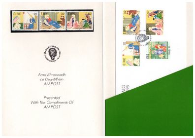 1993 Ireland Christmas An Post "Ministerial Pack" include Mint Never Hinged stamp set and first day cover