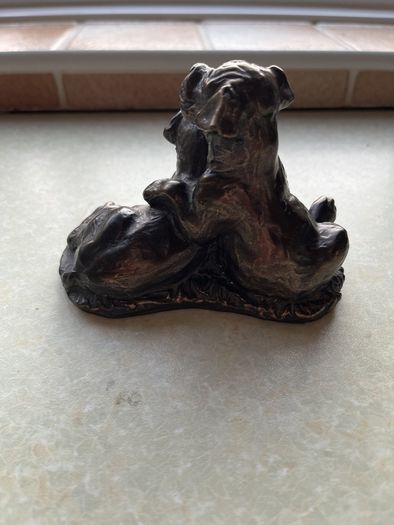 Heriditoes Bronze Cold Cast Resin Pair Boxer Puppies VGC
