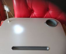 Tray with light and cup holder