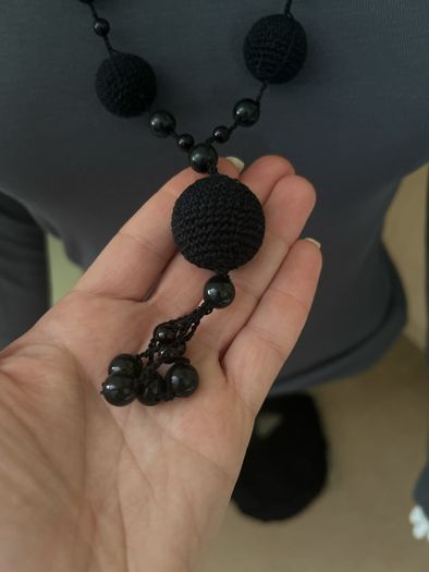 Handmade black crochet necklace