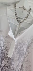 H&M Grey and Pink Print Blouse Sz 44 (Fit 12-14UK)