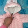 fluffy pink baby girl pramsuit as new Image 3
