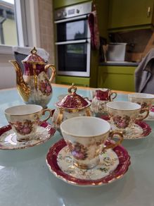 Minature Vintage Porcelain Tea Set Pearlized