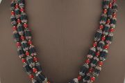 Antique Venetian Style Feather Desgin &amp; Venetian WhiteHeart Glass Beads Necklace