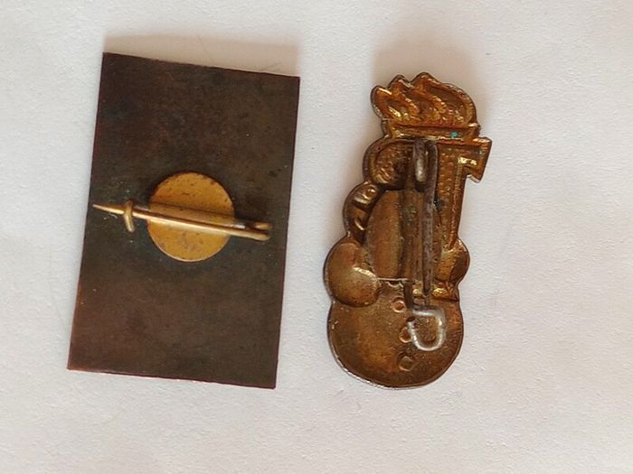 Vintage Metal Advertising Pins x 2