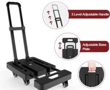 Folding Hand Truck Dolly, Portable Dolly for Moving, 230KG Trolley Dolly with 6 Wheels & 2 Bungee Cords for Luggage, Travel, Moving, Shopping, Office Use MULTIPLE COLOURS AVAILABLE (FREE POSTAGE)
