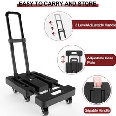 Folding Hand Truck Dolly, Portable Dolly for Moving, 230KG Trolley Dolly with 6 Wheels & 2 Bungee Cords for Luggage, Travel, Moving, Shopping, Office Use MULTIPLE COLOURS AVAILABLE (FREE POSTAGE)