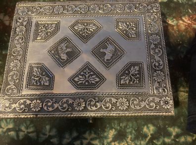 Vintage silver jewellery box free postage