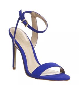 Womens Office Blue Leather Buckle High Heels UK Size 7