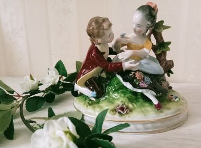 Unterweissbach Germany Porcelain Dresden Figurine  Courting Couple  "Young Lovers"