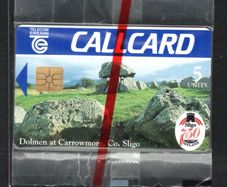 1995 Ireland 5 unit 750th Anniversary of Sligo with picture of Dolmen at Carrowmore, Co. Sligo (Gemplus GEM1) Call Card Mint in Packaging Telecom Eireann card number 1108