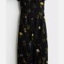 H&M Black Floral Off-the-shoulder Linen Cotton Midi Dress Image 4