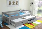 Trundle Bed Tomek + 2 mattresses real wood frame + 2 drawers