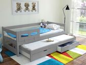Trundle Bed Tomek + 2 mattresses real wood frame + 2 drawers