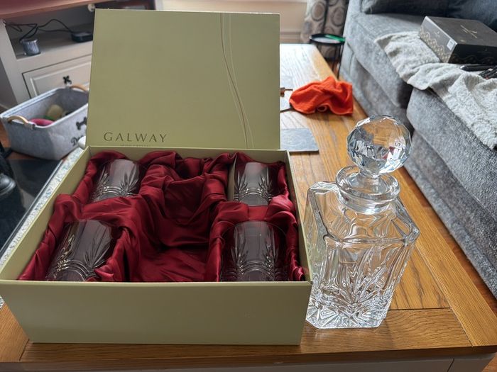 Crystal Whiskey Decanter and Glasses
