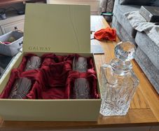 Crystal Whiskey Decanter and Glasses