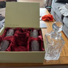 Crystal Whiskey Decanter and Glasses