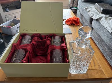 Crystal Whiskey Decanter and Glasses