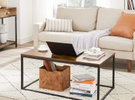 main image for ad Coffee table, living room table, coffee table with steel frame, 100 x 55 x 45 cm, simple structure, industrial design, vintage brown-black