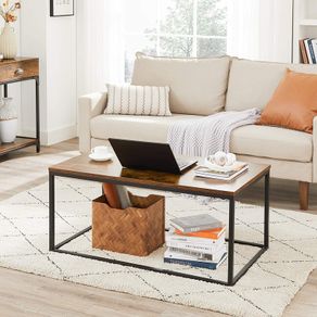 Coffee table, living room table, coffee table with steel frame, 100 x 55 x 45 cm, simple structure, industrial design, vintage brown-black