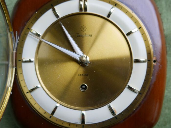 Vintage Junghans Exacta Wall Clock Mid Century Wood Frame Rope Trim Mcm (works Well)