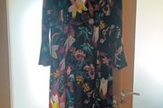 Boho long black floral botanical print frills dress high neck 10