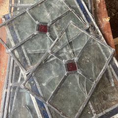 Antique leaded stain glass pieces