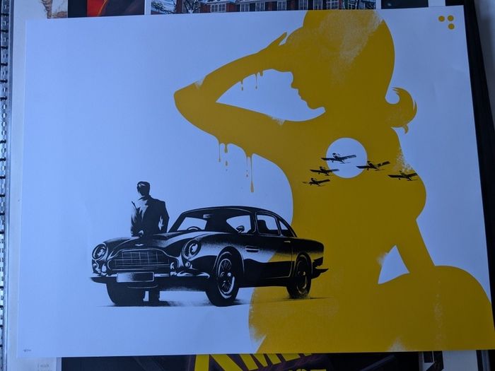 James Bond DB5 Lyndon Willoughby Bottleneck Gallery Print 98 of 100 Sold Out