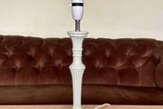 Tall Candlestick Style Table Lamp Base with an Antique White Fluted Design