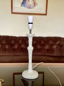 Tall Candlestick Style Table Lamp Base with an Antique White Fluted Design
