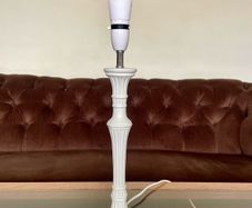 Tall Candlestick Style Table Lamp Base with an Antique White Fluted Design