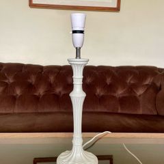 Tall Candlestick Style Table Lamp Base with an Antique White Fluted Design