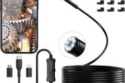 Endoscope Inspection Camera, Ennovor 1920 HD Flexible Rigid Snake Camera, 8 LED Lights No WiFi Snake Camera Waterproof IP67 Tube Sink Pipe Drain Camera for Android iOS Tablet Samsung (16.4 ft/ 5m)